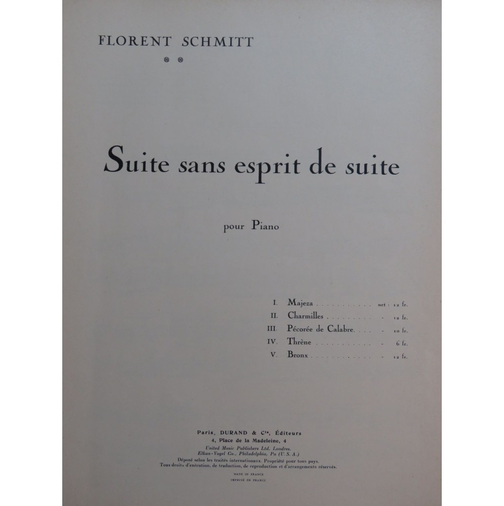 Schmitt Florent Charmilles Piano 1939