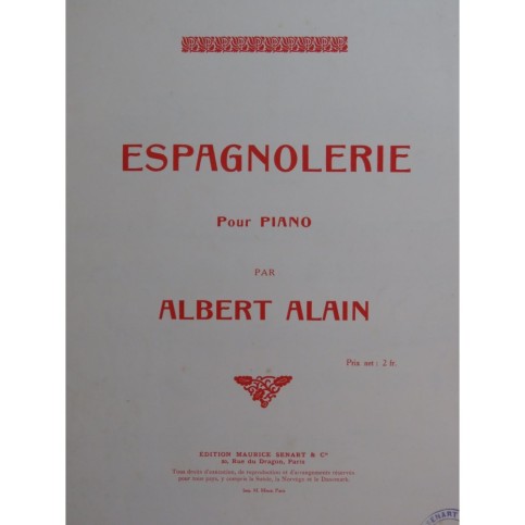 ALAIN Albert Espagnolerie Piano
