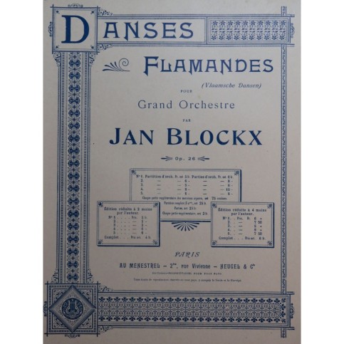 BLOCKX Jan Danses Flamandes No 4 op 26 Orchestre 1931