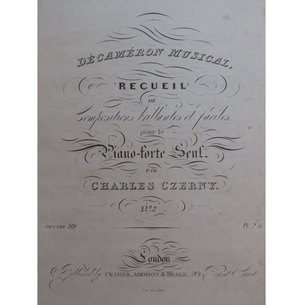CZERNY Charles Rondo Brillante op 110 Piano ca1840