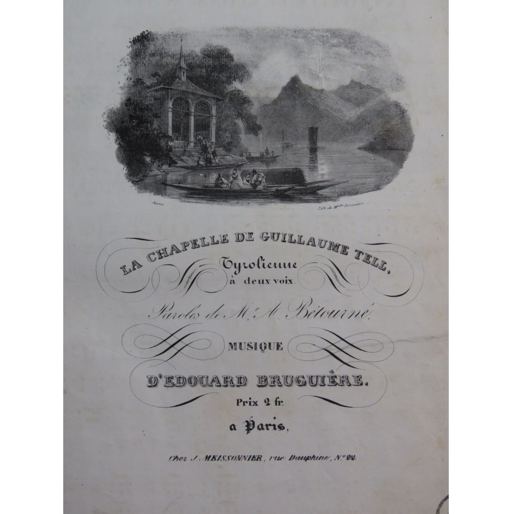 BRUGUIÈRE Edouard La Chapelle de Guillaume Tell Chant Piano ca1830