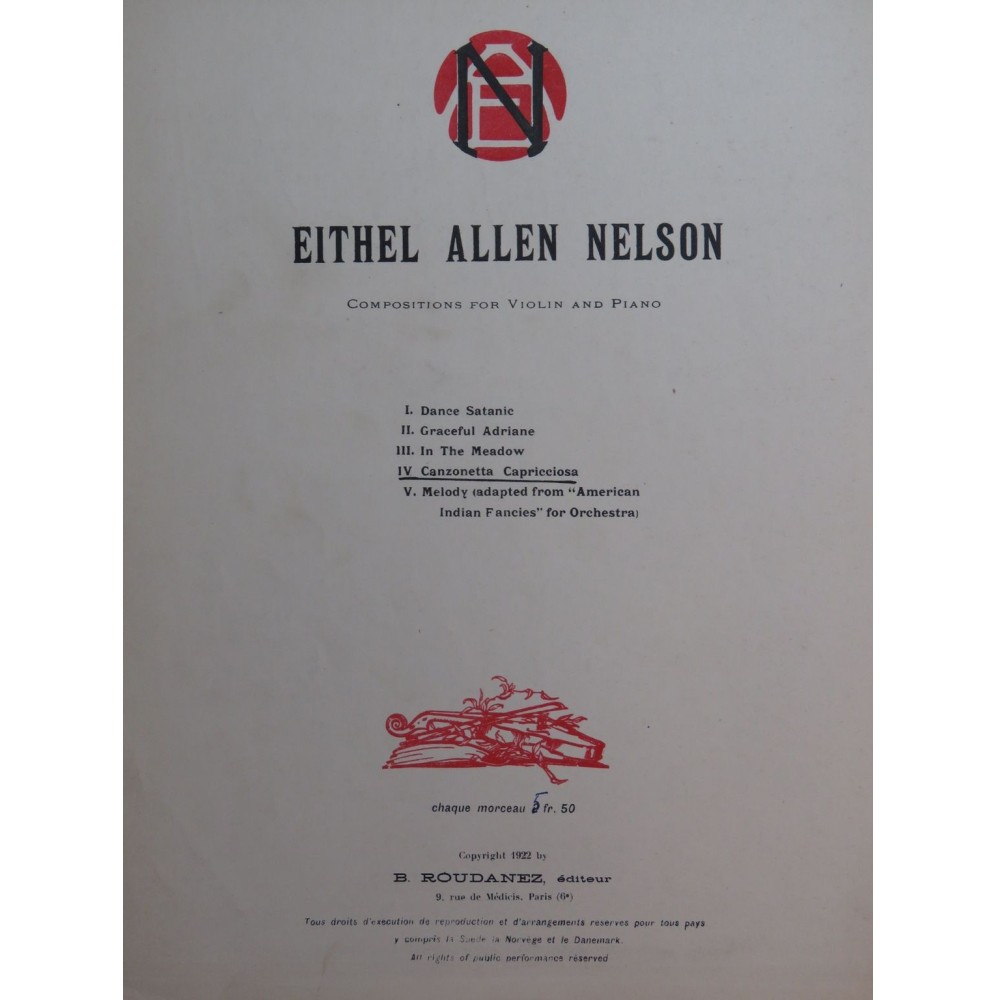 ALLEN NELSON Eithel Canzonetta Capricciosa Violon Piano 1922