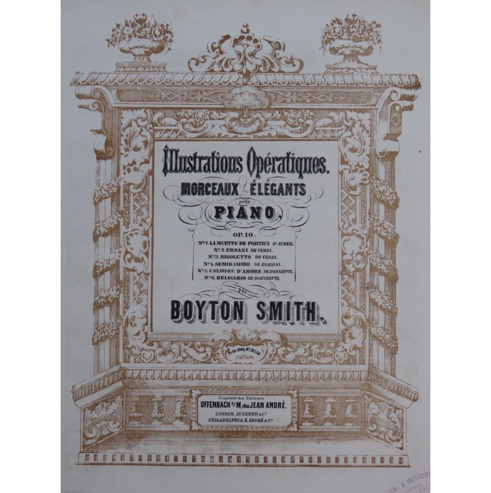 SMITH Boyton La Muette de Portici d'Auber Piano XIXe