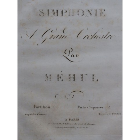 MÉHUL Symphonie No 1 Violons Basse ca1809