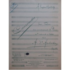 D'AMBROSIO Alfredo Canzonetta Piano Violon 1907