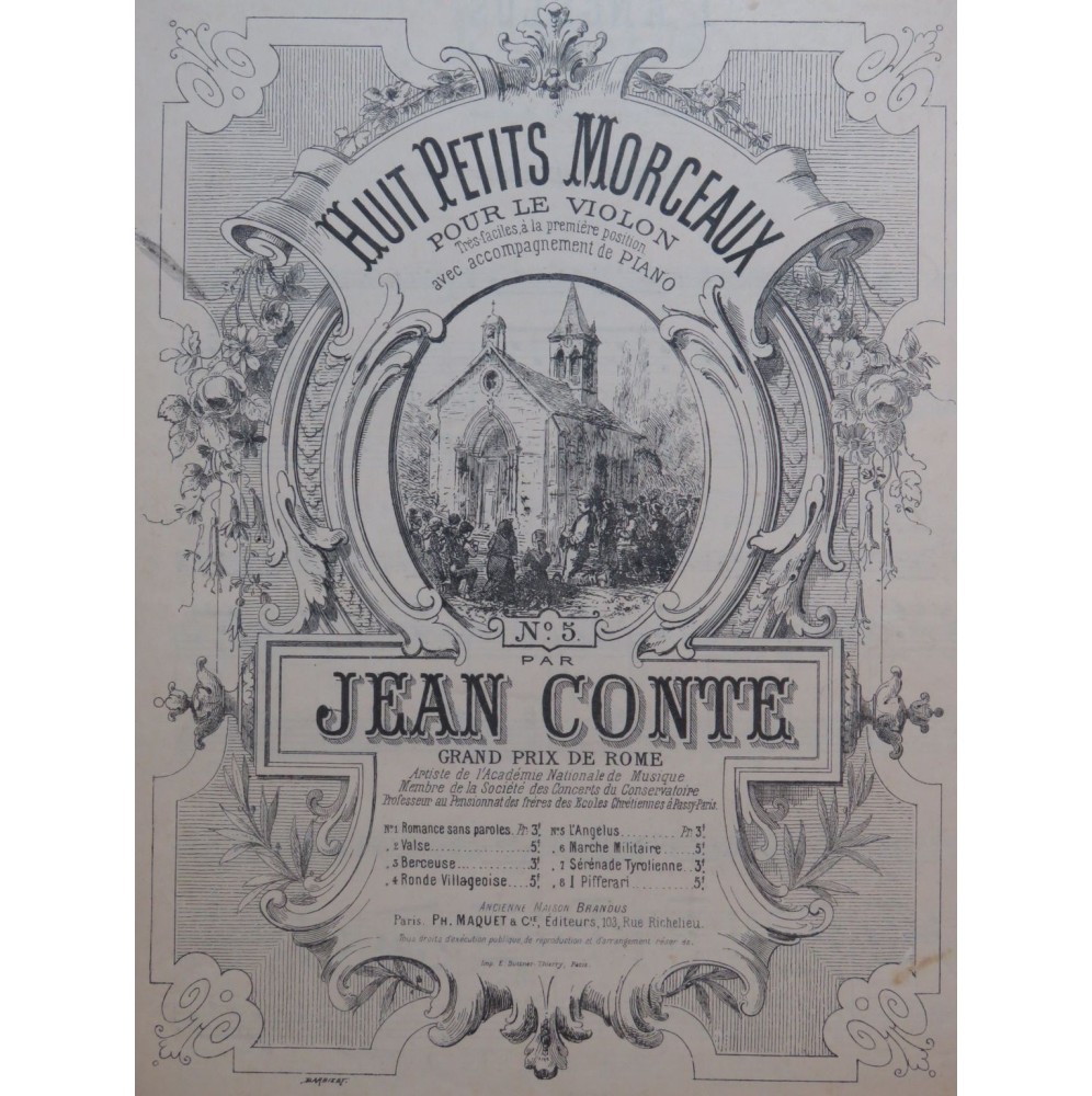 CONTE Jean L'Angelus Violon Piano ca1890