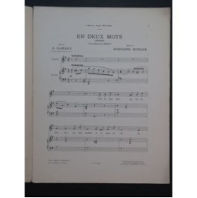 BERGER Rodolphe En deux mots Chant Piano 1904