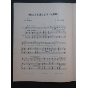 MASSENET Jules Beaux Yeux que j'aime ! Chant Piano 1891