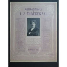 PADEREWSKI I. J. Menuet Piano 1887