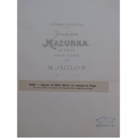 JAILLON M. Première Mazurka de Salon Piano