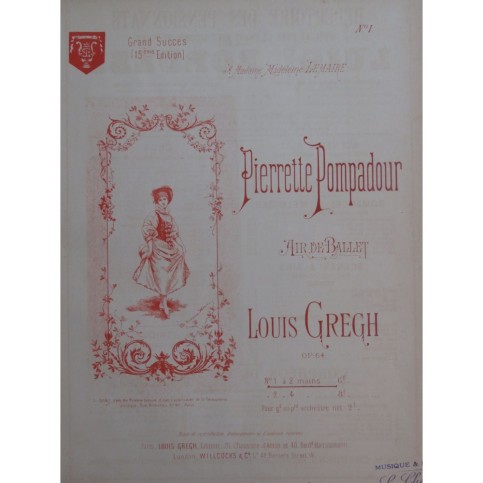 GREGH Louis Pierrette Pompadour Piano ca1890