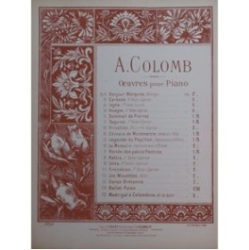 COLOMB André Sommeil de Pierrot Piano ca1900