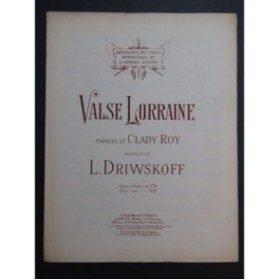 DRIWSKOFF. L. Valse Lorraine Chant Piano