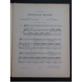 BERGER Rodolphe Gentille Manon Chant Piano