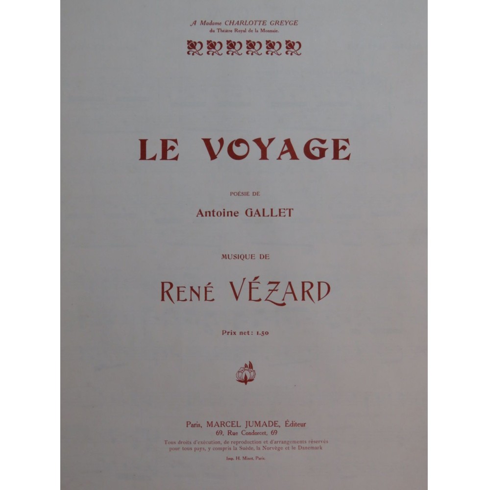 VÉZARD René Le Voyage Chant Piano