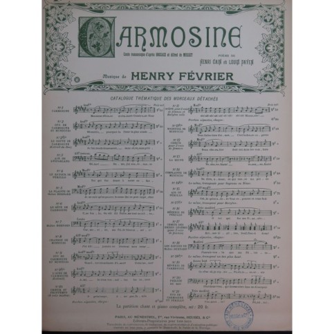 FÉVRIER Henry Carmosine No 2 bis Chant Piano 1913