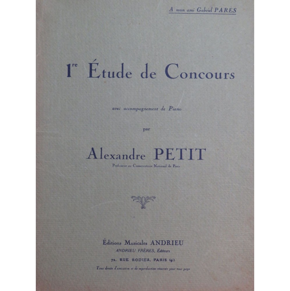 PETIT Alexandre Etude de Concours No 1 Clarinette Piano