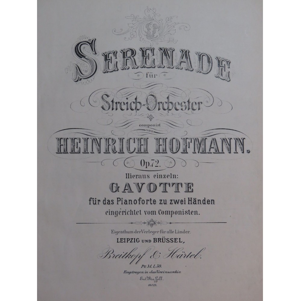 HOFMANN Heinrich Gavotte op 72 Piano ca1885