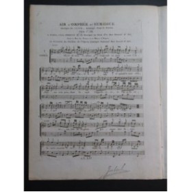 GLUCK C. W. Orphée et Euridice No 1 Air Chant Piano ca1800