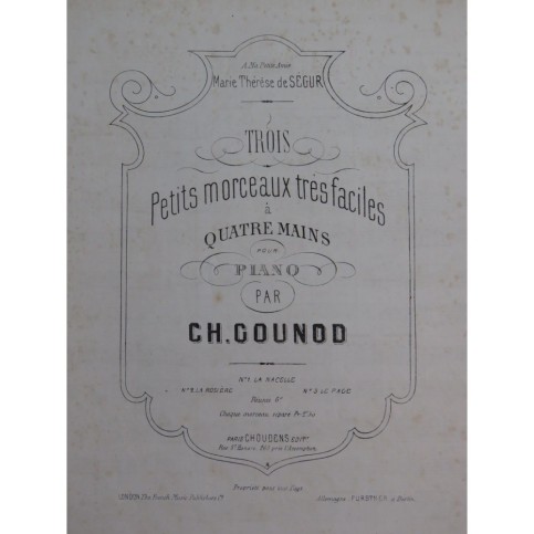 GOUNOD Charles La Rosière Piano 4 mains ca1870