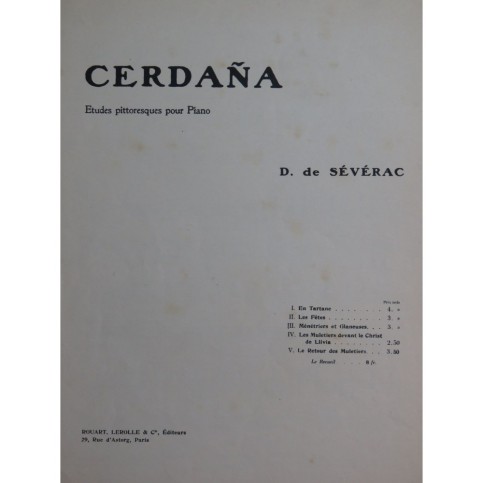 DE SÉVERAC Déodat Cerdana No 4 Piano 1919