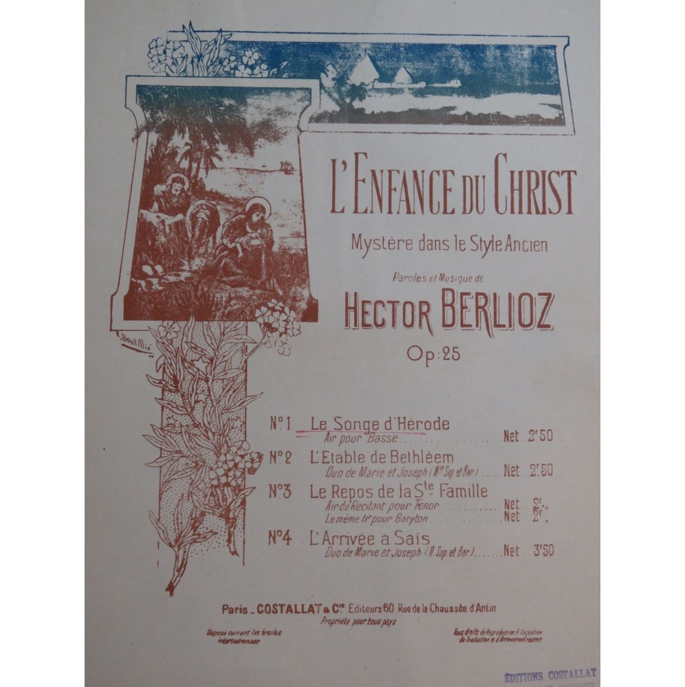 BERLIOZ Hector L'Enfance du Christ No 1 Chant Piano