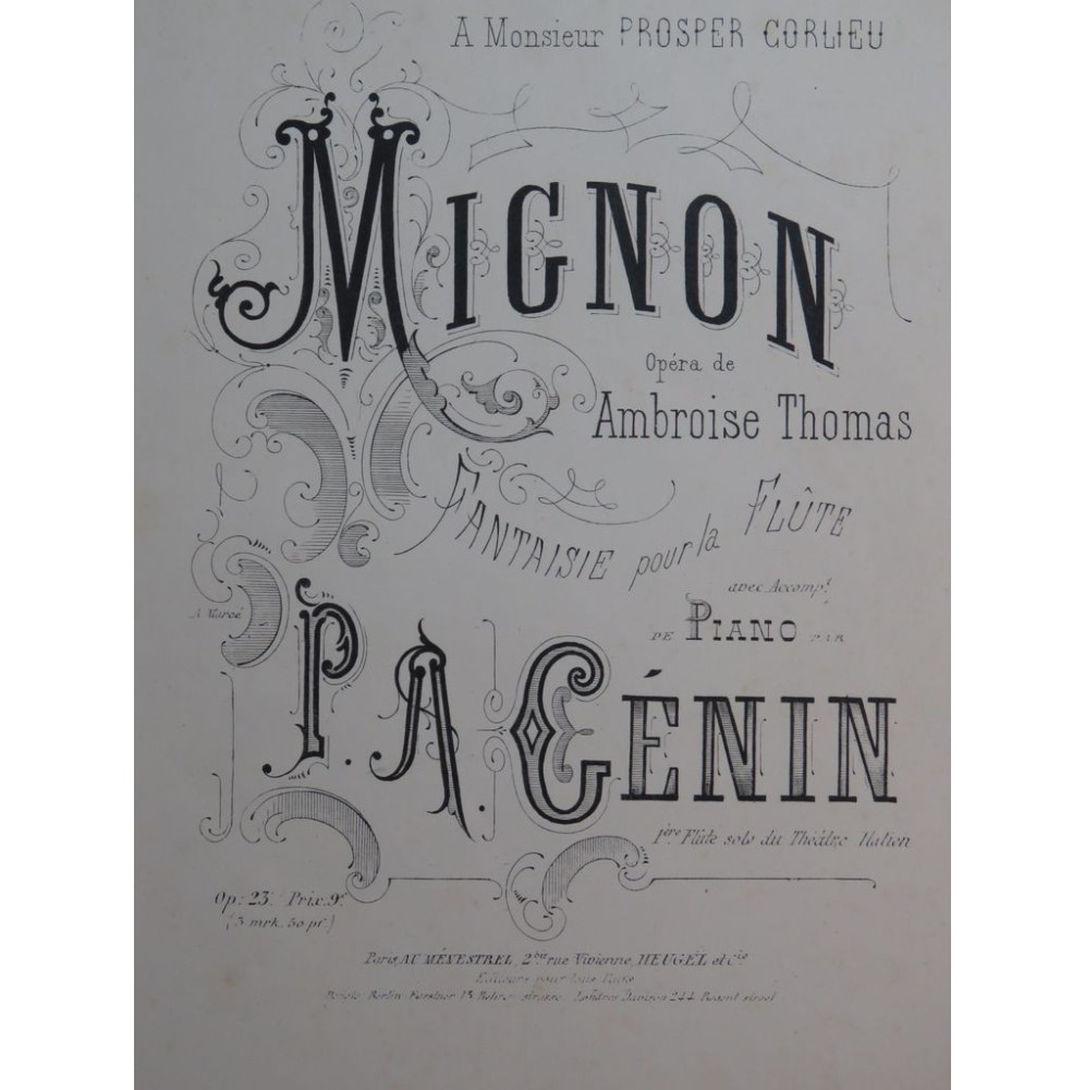 GENIN P. A. Mignon A. Thomas Fantaisie Piano Flûte ca1875﻿
