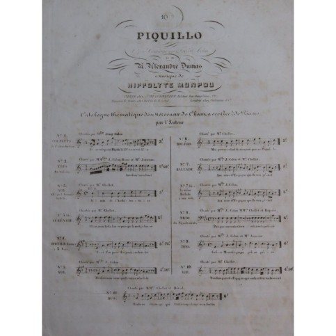 MONPOU Hippolyte Piquillo No 10 Chant Piano ca1840