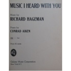 HAGEMAN Richard Music I Heard with You Chant Piano 1938