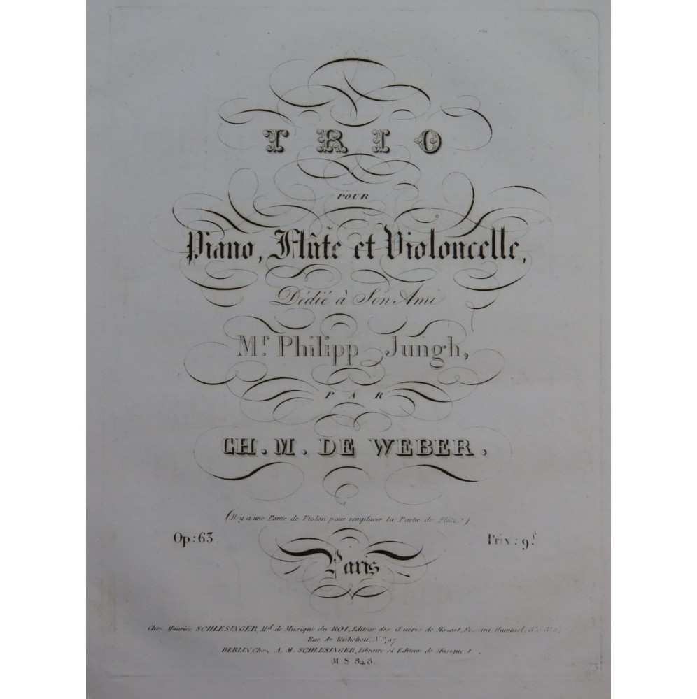 WEBER Trio op 63 Piano ca1830