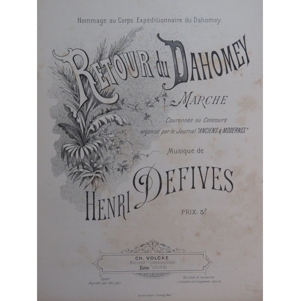 DEFIVES Henri Retour du Dahomey Piano