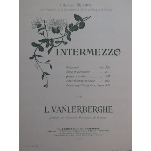 VANLERBERGHE L. Intermezzo Piano