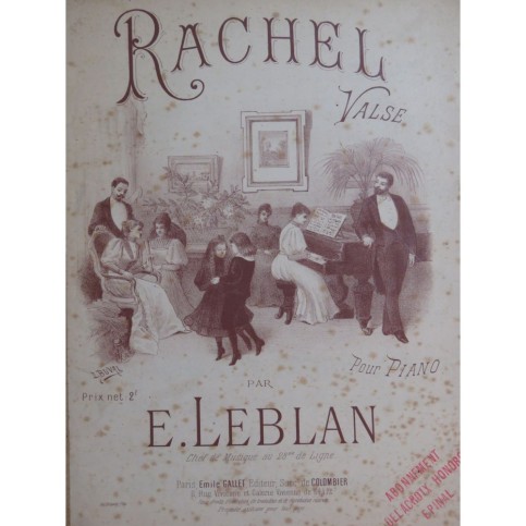 LEBLAN Emile Rachel Valse Piano ca1896
