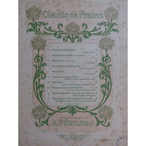 PERILHOU Albert Musette du XVIIe Siècle Chant Piano 1896