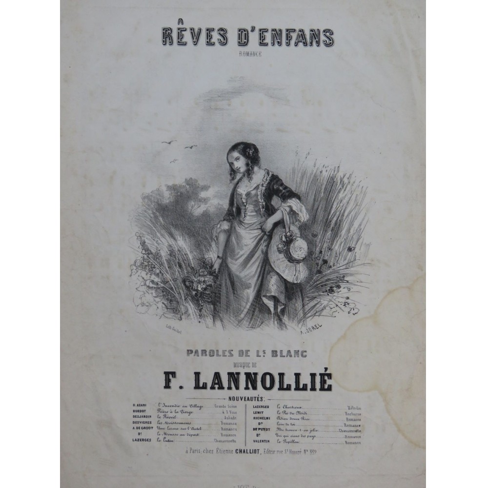 LANNOLLIÉ F. Rêve d'Enfans Chant Piano ca1840