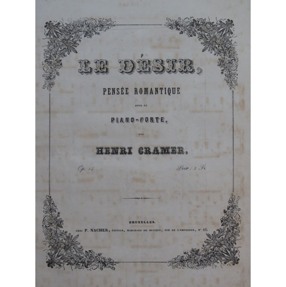 CRAMER Henri Le Désir Piano XIXe siècle