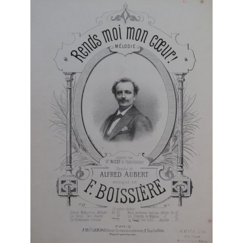 BOISSIÈRE Frédéric Rends moi mon coeur Chant Piano ca1880