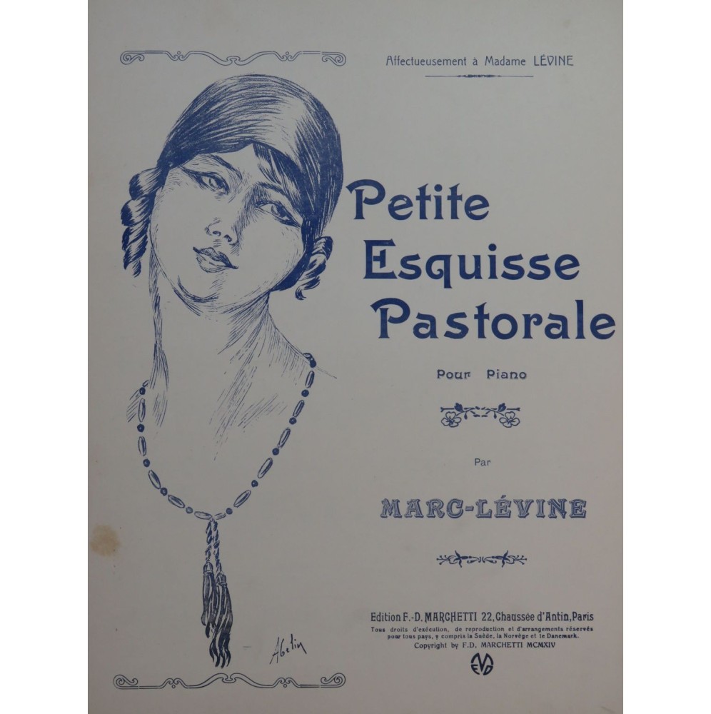 LÉVINE Marc Petite Esquisse Pastorale Piano 1914