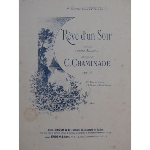 CHAMINADE Cécile Rêve d'un Soir Chant Piano ca1891