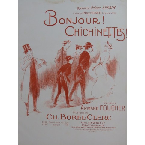 BOREL-CLERC Charles Bonjour ! Chichinettes ! Chant Piano
