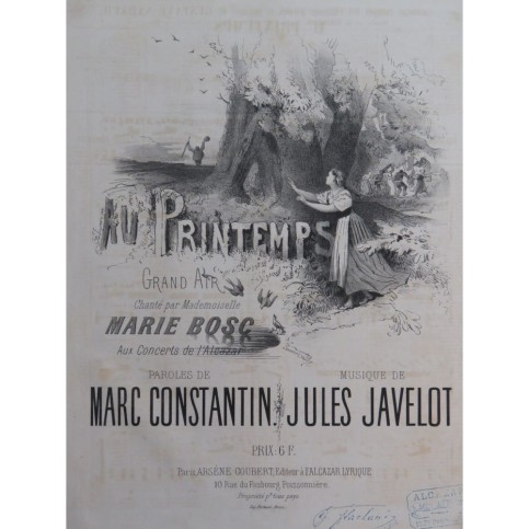 JAVELOT Jules Au Printemps Chant Piano XIXe siècle