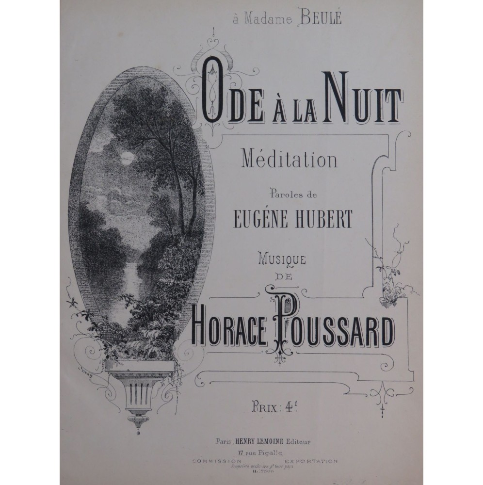 POUSSARD Horace Ode à la Nuit Chant Piano ca1885