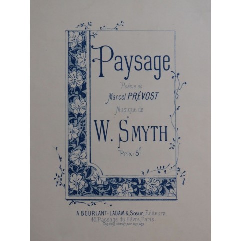SMYTH W. Paysage Chant Piano