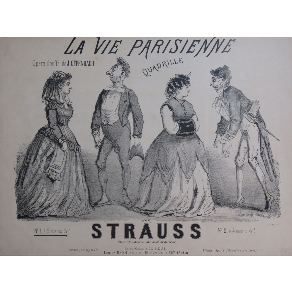 STRAUSS La Vie Parisienne Offenbach Quadrille Piano XIXe