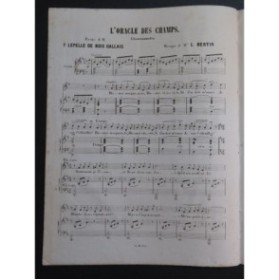 BERTIN L. L'Oracle des Champs Chansonnette Dédicace Chant Piano 1863