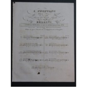 BELLINI Vincenzo I Puritani No 1 Chant Piano ca1840