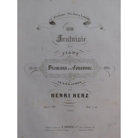 HERZ Henri Grande Fantaisie sur Les Diamans de la Couronne Piano ca1843