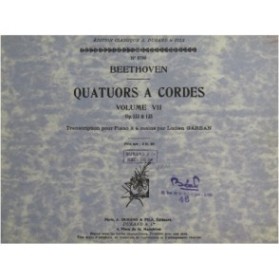 BEETHOVEN Quatuors à Cordes Vol 7 Piano 4 mains 1921