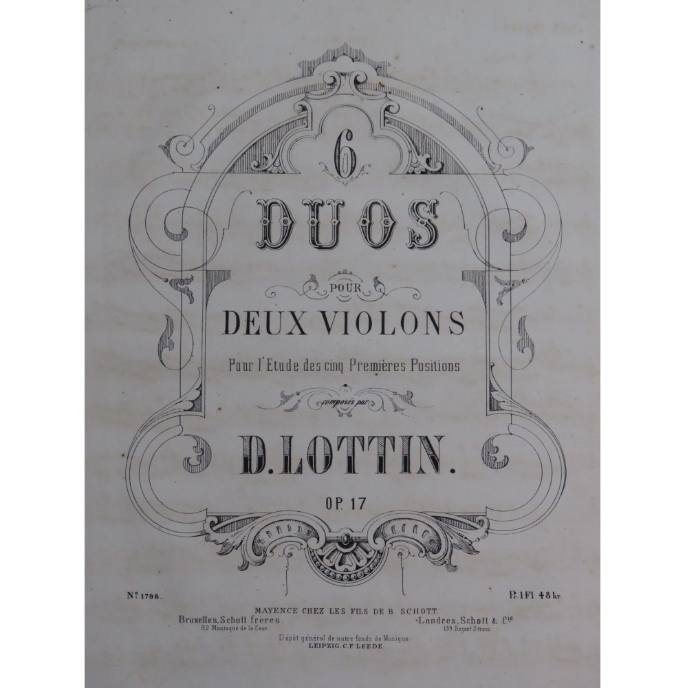 LOTTIN Denis 6 Duos op 17 1er Violon XIXe