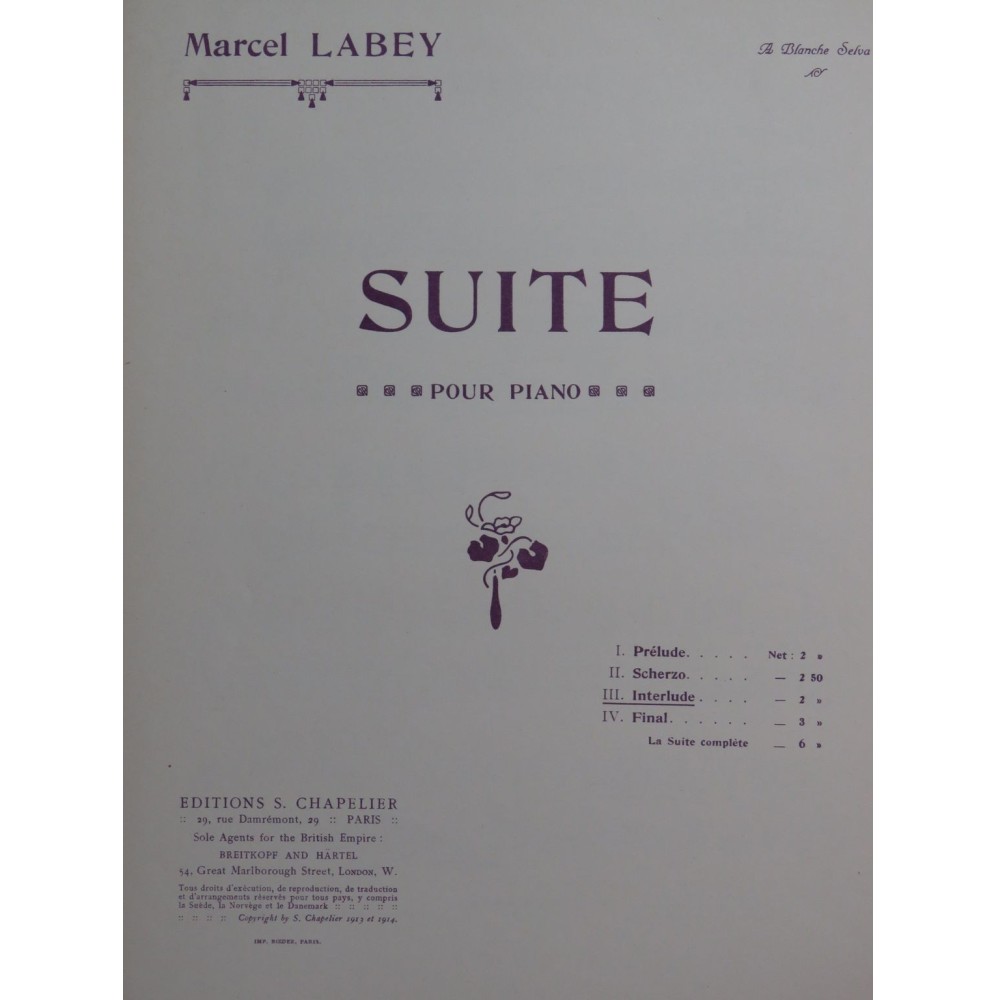 LABEY Marcel Interlude Piano 1914